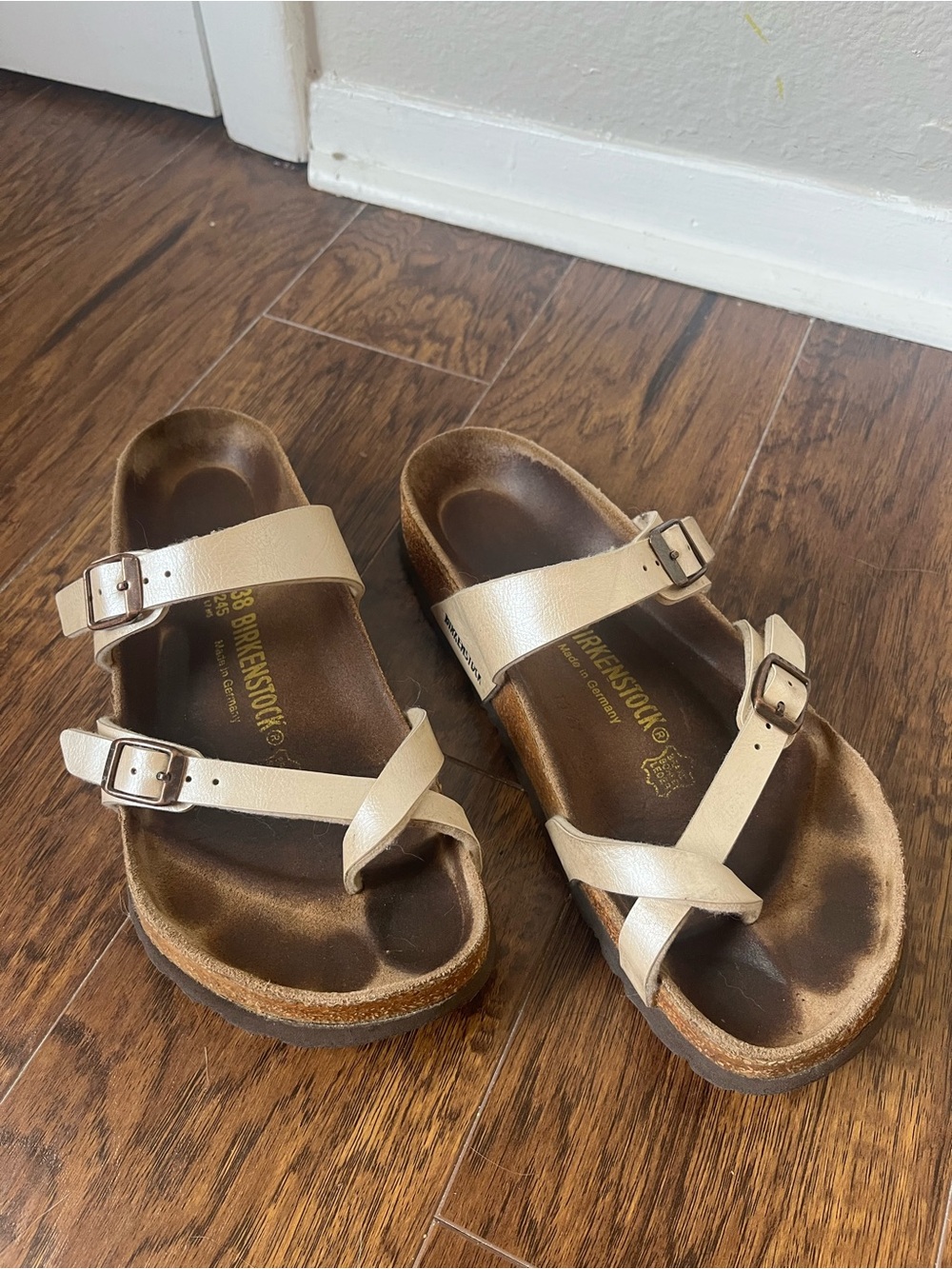Birkenstock Mayari Sandals in Metallic Beige